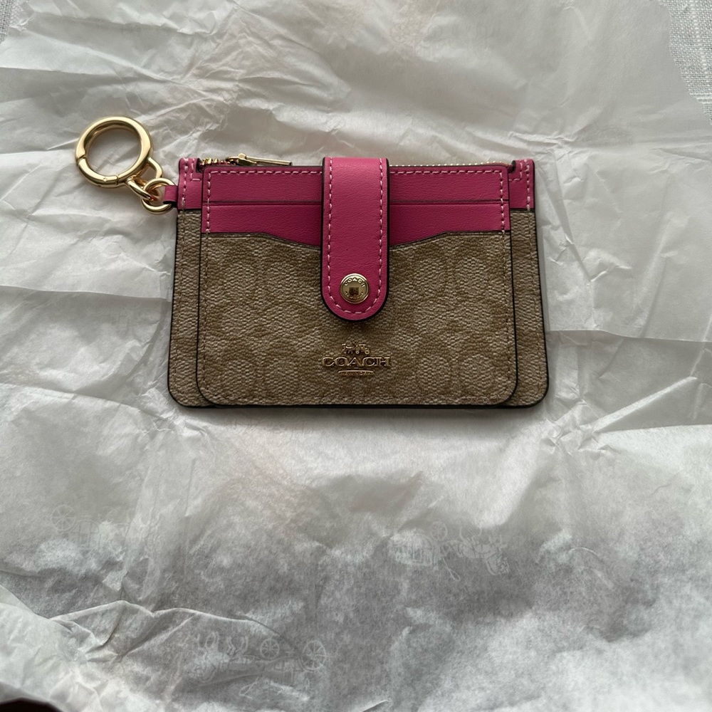 NWT Coach Attachment Card Case In Colorblock Signature Canvas - Picture 4 of 6